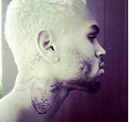 Chris brown Neck Tattoo Girl, Chris Brown Neck Tattoo, Brown Tattoo, Best Neck Tattoos, Small Neck Tattoos, Girl Neck Tattoos, Throat Tattoo, Neck Tattoos Women, Neck Tattoo For Guys