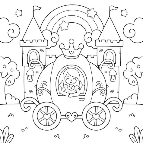 Castle Coloring Pages Free Printable, Princess Coloring Pages For Kids, Children Coloring Pages, Background Book, Castle Coloring Page, Page Illustration, Castle Drawing, My Little Pony Rarity, Castle Background