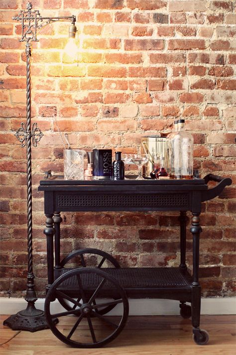 Newlywed Apartment, Antique Tea Cart, Antique Bar Carts, Bar Maid, Vintage Tea Cart, Mixology Bar, Keiko Lynn, Tea Trolley, Vintage Bar Carts