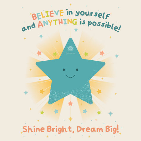 Encourage positive thinking with our 'Believe in Yourself' growth mindset poster. This whimsical poster inspires kids to dream bigger and shine brighter. Perfect for kids' bedrooms, classrooms, home learning spaces, or educational offices. This digital download is available in multiple sizes. Click to purchase and start inspiring confidence and resilience today! Children's Day Message, Mindset Poster, Wishing Wells, Dream Bigger, Growth Mindset Posters, Educational Wall Art, Whimsical Wall Art, Positive Outlook On Life, Creating A Vision Board