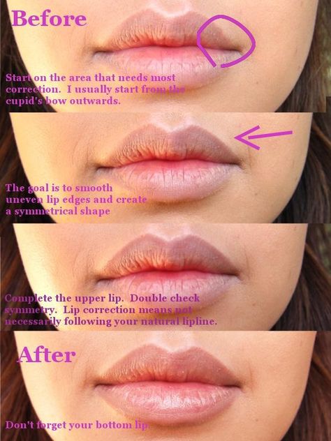 FULLER MORE EVEN LIPS TUTORIAL Uneven Lips, Dream Lips, Mac Stone, Lips Tutorial, Permanente Make-up, Mauve Lips, Cosmetic Injectables, Lipstick Tutorial, Lip Tutorial