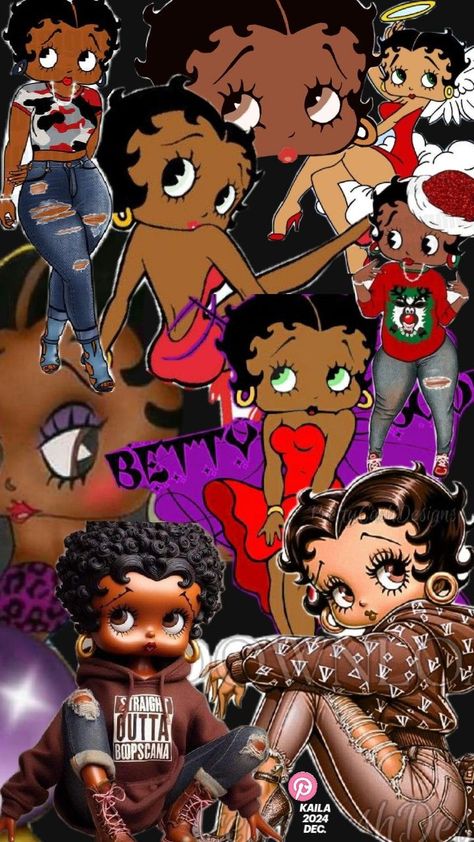 betty boop based on a character from a black woman. my pinterest art collage inspired by the story. Black Betty Boop Pfp, Betty Boop Lockscreen, Betty Boop Photo Shoot, 90s Wallpaper Aesthetic Vintage, Black Barbie Wallpaper, Betty Boop Pfp, Betty Boop Wallpapers, Boondocks Characters, Cartoon Collage