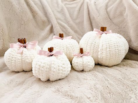 Who else was feeling the fall bug, because I was! Even though it was summer, I really wanted to have my own girly croquette themed fall🎀! I made these pumpkins as a way to get back into crochet after only making so many unfinished blankets — and they turned out sooo cute! Pattern by @darlingbebrave 🫶🏻 - - - - - - - #crochet #crochetaddict #crocheter #crochetpumpkin #pumpkin #pumpkinseason #pumpkindecor #fall #fallvibes #falldecor #coquetteaesthetic #coquettecore #coquette #bows #pink #pin... Indoor Pumpkin Display, Retro Halloween Decor, Fall Room Ideas, Coquette Autumn, Crochet Coquette, Teenager Bedroom Design, Pumpkin Plush, Teenager Bedroom, Halloween Coquette