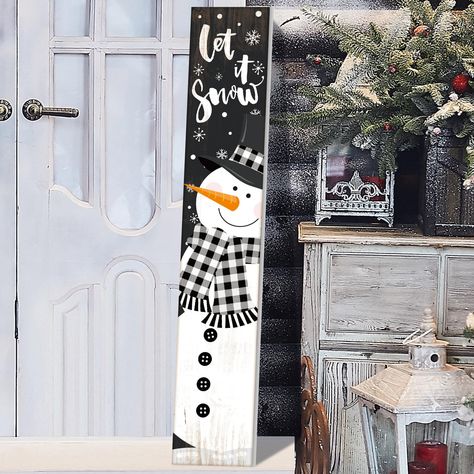 PRICES MAY VARY. Beautifully Crafted Decoration: Christmas winter porch sign is an exquisite piece of craftsmanship, consisting of 3 wooden parts combined for convenience and elegance; Package also includes 4 screws with nuts for easy assembly; Whether you place it on your porch, in your yard, or inside your home, it will serve as a charming addition to your decor, bringing a thick winter atmosphere Snowman Pattern Design: Winter porch decor distinguishes itself with its adorable snowman design; Snow Man Door Hanger, Wooden Christmas Signs Outdoor, Wooden Christmas Porch Decor, Snowman Porch Signs Wood, Snowman Welcome Signs For Porch, Painted Wooden Snowman, Reindeer Porch Sign, Christmas Porch Boards Signs, Snowman Board Signs