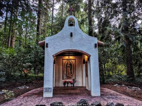 Shrine of Our Lady of Guadalupe at The Grotto || Learn more about the 3 Beautiful Gardens in Portland, Oregon Mexican Style Homes, Portland Oregon Travel, Home Gel Nails, Home Altar Catholic, Hacienda Homes, Spanish Home Decor, Houses In Mexico, Prayer Garden, Hacienda Style Homes