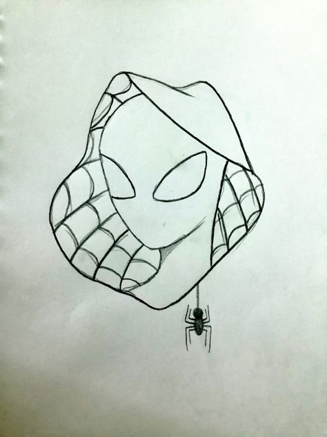 Sketsa Spiderman, Spiderman Mask Drawing, Spider Gwen Drawing, How To Draw Spiderman, Superhero Sketches, Spider Gwen Art, Deadpool Drawing, Spiderman Sketches, Spiderman Girl