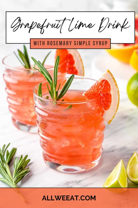 🍹 Grapefruit Lime Drink 🌿  Cool off with this refreshing Grapefruit Lime Drink with Rosemary Simple Syrup! 🍋  Fresh & Easy: Tart grapefruit, zesty lime, and a hint of rosemary. Perfect Anytime: A light, delicious drink for any occasion.  Pin this recipe for a simple and tasty refreshment! 🍹🌿  #RefreshingDrinks #CitrusFlavors #EasyRecipes Grapefruit Simple Syrup, Lime Drinks, Rosemary Simple Syrup, Grapefruit Soda, Gin Drinks, Citrus Juice, Iced Matcha, Grapefruit Juice, Summer Refreshments