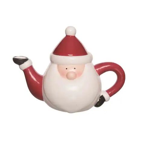 9" Red and White Santa Christmas Ceramic Teapot - Bed Bath & Beyond - 40013543 Mushroom Teapot, Teapot Drawing, Christmas Teapot, Teapot Ornament, Multicolor Christmas, Teapot Cookies, Christmas Ceramics, Salt Shakers, Stoneware Dishes