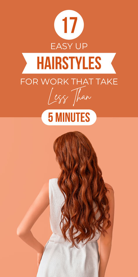 Rushing out the door with messy hair again? It’s a daily battle for many – the tug-of-war between looking polished and getting those extra minutes of sleep.  But what if you could have both? Imagine mastering up hairstyles for work that take less than 5 minutes. No more sacrificing your professional image or your precious snooze time. These 15 easy updos are your ticket to starting each day confident and put-together, without the stress. Fun Work Updos, Secure Updos For Work, Workday Updo Simple, Back To Work Meme Humor, Running Late Hairstyles, Long Work Day Meme Funny, Easy Hair Up, Easy Work Hairstyles, Easy Updos For Long Hair