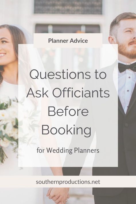 Questions to Ask Officiants Before Booking Officiant Questions For Couple, Wedding Planning Book Diy, Bridesmaid Question, Marriage Officiant, Diy Wedding Veil, Premarital Counseling, Wedding Planning Business, Wedding Planning Book, Wedding Planner Book