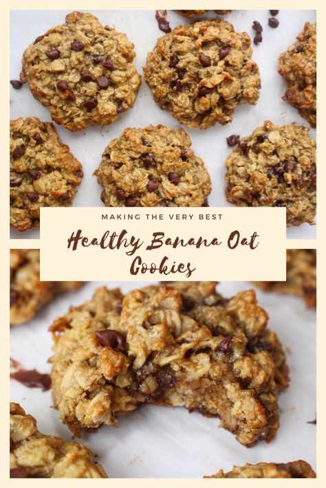 Banana Oats Cookies, Oat Banana Cookies, Healthy Oat Cookies, Banana Oat Cookies, Healthy Cookie, Cookies Healthy, Banana Oatmeal Cookies, Banana Oat, Banana Cookies