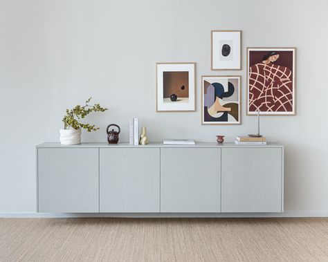 Ikea living room ideas: 9 ways to create a stylish and functional space | Billy Ikea, Ikea Living Room, Ikea Besta, Ikea Frames, Oak Doors, Wood Console, Living Room Storage, Oak Veneer, Grey Wood