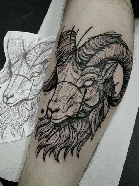 Star Sign Tattoo, Capricorn Sign Tattoo, Tattoo Goat, Chest Tattoo Drawings, Capricorn Star Sign, Ram Tattoo, Tier Tattoo, Sign Tattoo, Capricorn Tattoo