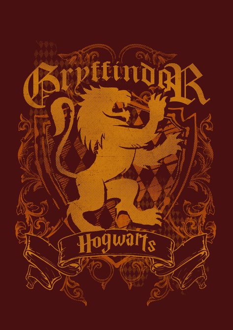 Harry Potter Poster Gryffindor, Griffendor Tattoos, Harry Potter Graphic Design, Gryffindor Poster, Harry Potter Aesthetic Gryffindor, Harry Potter Character Aesthetic, Gryffindor Flag, Gryffindor Art, Gryffindor Symbol