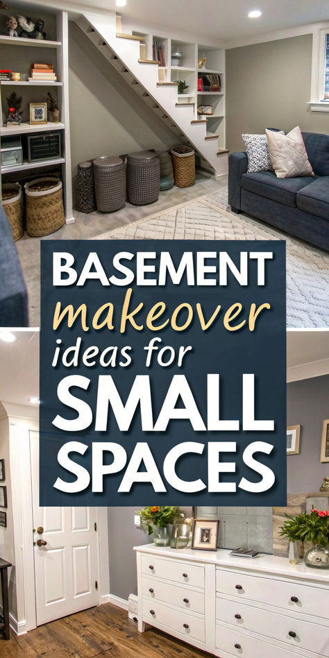 Description: Transform your small basement into a modern masterpiece! Discover creative design tips that blend style and functionality for a space you'll love. #BasementGoals #ModernMakeover #SmallSpaceDesign What To Do With Basement Space, Downstairs Apartment Ideas, Realistic Basement Ideas, Finishing Small Basement, Fun Basement Ideas Wall, Small Basement With Fireplace, Living In A Basement, Short Basement Ideas, Long Narrow Basement Layout