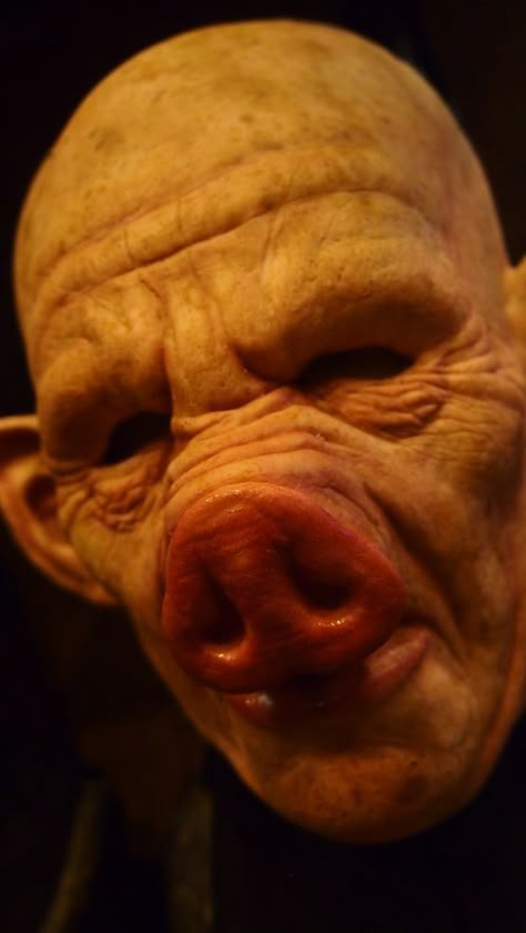 Pig Mask Creepy, Scary Pig Mask, Transworld Halloween, Pig Man, Hellboy Tattoo, Pig Mask, Prosthetic Makeup, Silicone Mask, Pig Head