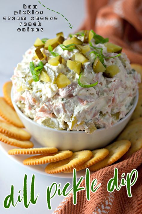 Looking for a delicious snack or party dip recipe? Dill Pickle Dip is perfect! So easy to make with only 5 ingredients, you'll love this creamy and flavorful dip. Dill Pickle Dip Recipe, Pickle Dip Recipe, Dill Pickle Dip, Best Christmas Appetizers, Pickle Dip, Party Dip Recipes, Toasted Ravioli, Dip Recipes Easy, Kitchen Fun