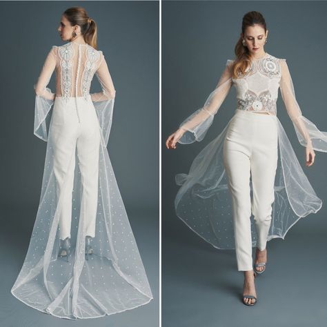 Masculine Wedding Dresses, Half Suit Half Dress Wedding, Woman’s Wedding Suit, Wedding Dresses Nonbinary, Fem Wedding Suit, Wedding Dresses For Masculine Women, Genderless Wedding Outfit, Wedding Outfit Nonbinary, Nonbinary Wedding Dress