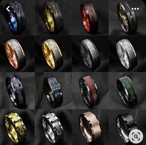 Fantasy Jewelry Magic, Latest Ring Designs, Black Skull Ring, Dragon Blue, Cool Rings For Men, Carbon Fiber Rings, Rings Men, How To Wear Rings, Mens Wedding Bands Tungsten