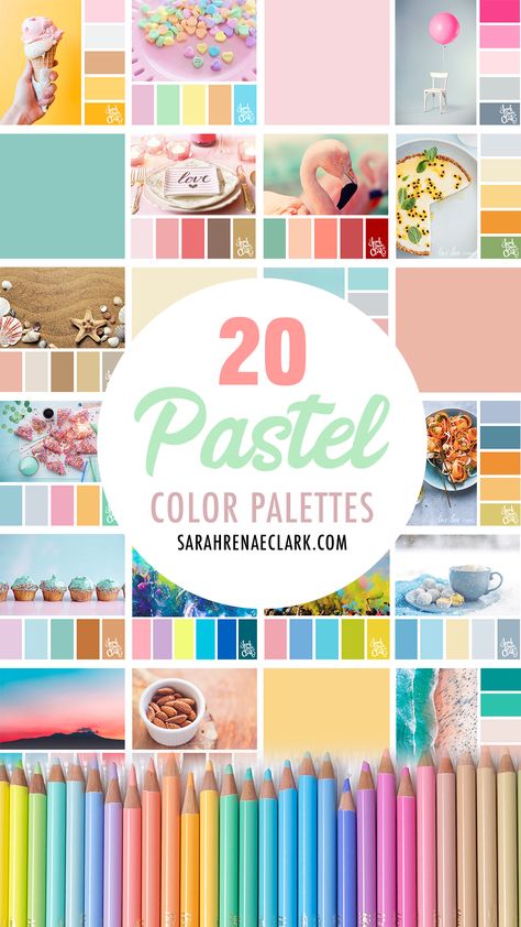 20 Pastel Color Palettes - Color Inspiration and Color Schemes Best Pastel Color Combination, Books Color Palette, Bakery Color Schemes, Easter Color Palette 2024, Paint Palette Aesthetic, Art Color Combinations, Pastel Color Wheel, Color Pallets Aesthetic, Kids Color Palette