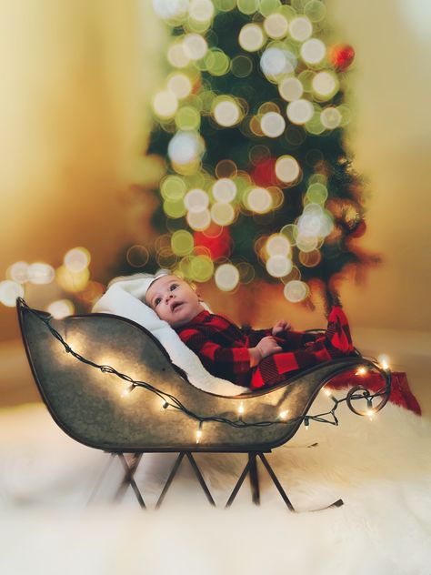 Sleigh Photoshoot, Photography Sets, Christmas Baby Pictures, Christmas Photograph, Christmas Card Pictures, Newborn Halloween, Sleigh Christmas, Newborn Christmas