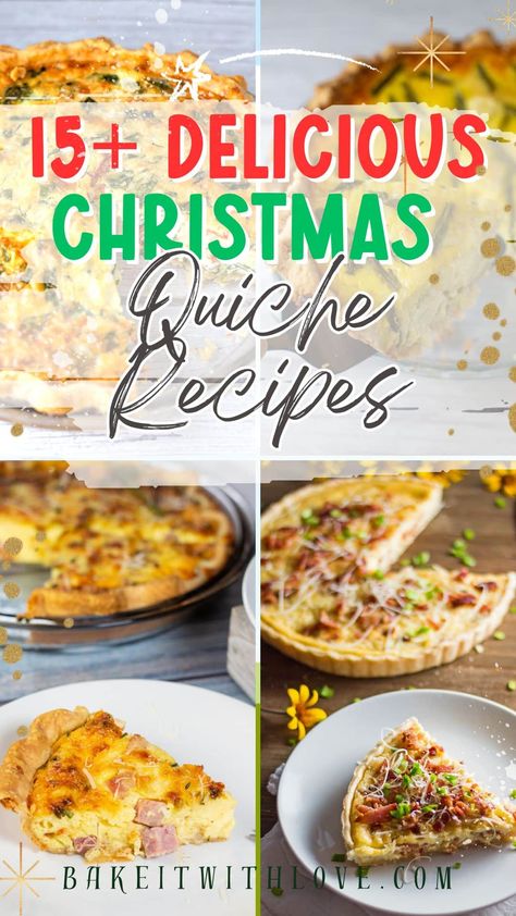 These Christmas quiche ideas are perfect for enjoying with your family for breakfast, brunch, or even dinner! They are all simple to make, wonderfully delicious, and elegant enough to prepare for any holiday or special occasion! You'll love them so much that you'll want to make them all year long! BakeItWithLove.com Brunch Ideas Quiche, Egg Side Dishes Dinners, Holiday Quiche Recipes, Christmas Brunch Quiche, Christmas Morning Quiche, Christmas Breakfast Quiche, Christmas Quiche Recipes, Quiche Christmas, Christmas Eve Breakfast Ideas