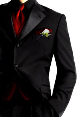 Groom Suit, honestly. I think I might want him to roll the sleeve up a bit! Mens Suits For Christmas Wedding, Red And Black Wedding Suits Men, Red Black And Grey Wedding Ideas, Black And Red Suits Men, All Black Suit Red Tie, Red And Black Tuxedo Wedding, Black And Red Groomsmen Attire, Black And Red Suit For Men, Red Wedding Suits Men