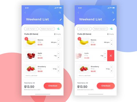 Grocery Shopping List by Kapil UXer Grocery List App, Behance Design, Android Design, Shopping List Grocery, Mobile App Design Inspiration, Iphone Wallpaper Hipster, Business Website Design, List Design, Ui Design Website