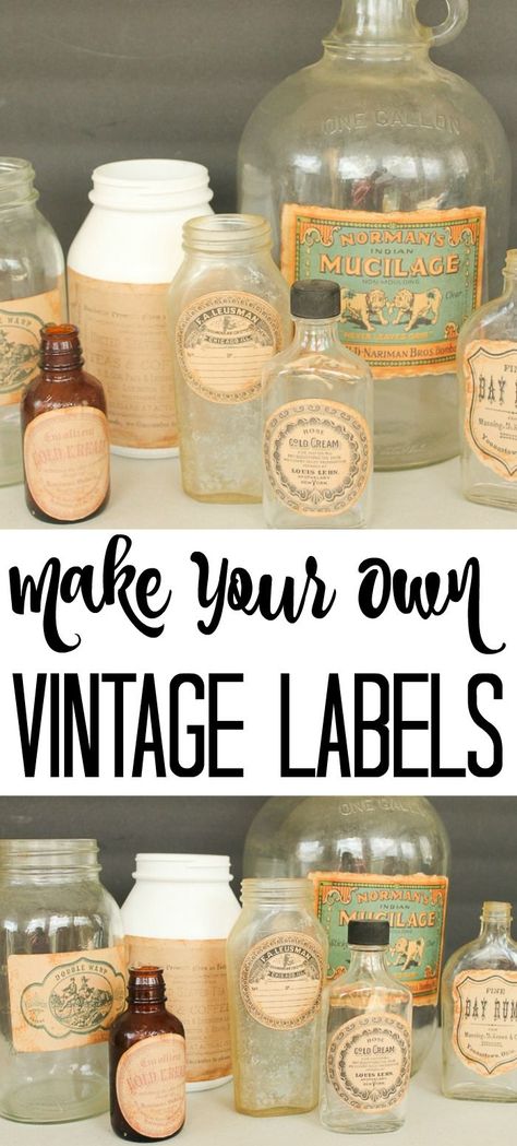 Vintage Kitchen Labels Printables Free, Vintage Bottle Labels Free Printables, Homemade Labels Ideas, Making Labels For Jars, Vintage Jar Labels, Diy Labels For Handmade Items, Vintage Bottle Labels, Vintage Labels Printables Free Templates, Diy Vintage Crafts