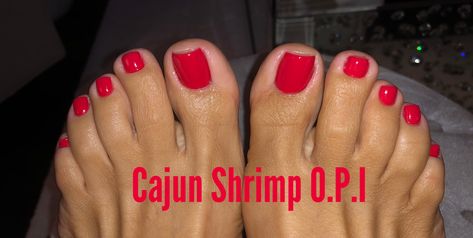 Opi Cajun shrimp Cajun Shrimp Nail Polish, Opi Cajun Shrimp Gel, Cajun Shrimp Nails, Shrimp Nails, Opi Cajun Shrimp, Acrylic Nails Red, Nails And Toes, Red Toenails, Artistic Nails