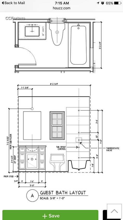 Great layout idea for standard 5'x8' bathroom plus elevation views 5x8 Bathroom Layout, 5x7 Bathroom Layout, Small Bathroom Remodel Pictures, Small Bathroom Floor Plans, Small Bathroom Plans, Bathroom Design Plans, Bathroom Layout Plans, Bathroom Layout Ideas, Boutique Fitness