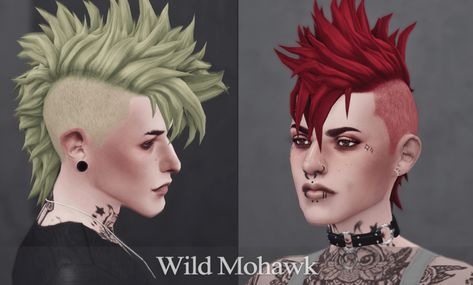 Latest Sims 4 Mohawk Hairstyle Custom Content — SNOOTYSIMS Sims 4 Cc Egirl Makeup, Dabi Sims 4 Cc, Sims 4 Cc Goth, Long Mohawk, Mohawk Hairstyle, Los Sims 4 Mods, Sims 4 Hair Male, Sims 4 Male Clothes, Cc Hair