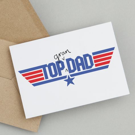 Grandad will love this fun card which references the 1986 smash hit movie Topgun. Make him feel like an ace pilot with this retro card! Ideal for Father's day or Grandad's birthday. This card is also perfect for a new Grandad on the birth of his first grandchild.   This design is also available as a mug  X COPYRIGHT : so close ltd. Designed, printed and packed in the UK  Printed on 300gsm matt card, supplied with an envelope. A6 - 105mm x 148mm Grandad Birthday Card, Father's Day Illustration, Diy Father's Day Cards, Happy Fathers Day Cards, Grandad Birthday, First Grandchild, Etsy Cards, Homemade Birthday Cards, Film Buff