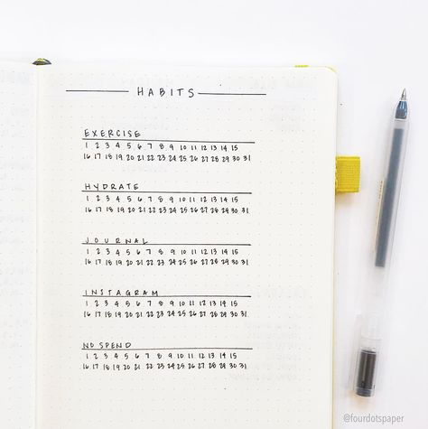 Minimalist Journaling, Bullet Journal Period Tracker, Minimalist Bullet Journal Ideas, Minimalist Bujo, Productivity Journal, Minimalist Bullet Journal, Bullet Journal Minimalist, Monthly Habit Tracker, Bullet Journal Monthly Spread