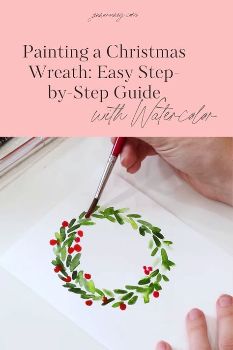 Learn how to create a beautiful watercolor Christmas wreath with this easy-to-follow guide. Whether you're a beginner or just looking for holiday inspiration, this tutorial has you covered. I'm sharing tips and techniques to bring your festive wreath to life and make your holiday decor extra special. Perfect for adding a personal touch to your Christmas cards or home decorations! Watercolor Tutorial Beginner, Watercolor Christmas Wreath, Homemade Watercolors, Watercolor Supplies, Christmas Paintings On Canvas, Watercolor Tutorial, Summer Christmas, Winter Watercolor, Festive Wreath