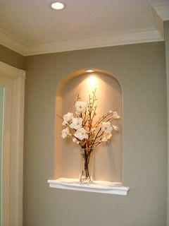 Niche design Wall Alcove Decor Ideas, Basement Niche Ideas, Arched Niche Decor, Wall Arches Decor Ideas Living Room, Decorating A Niche In A Wall Entryway, Wall Indent Decor Ideas, Wall Alcove Decor, Large Niche Decor Ideas, Recessed Wall Niche Decor