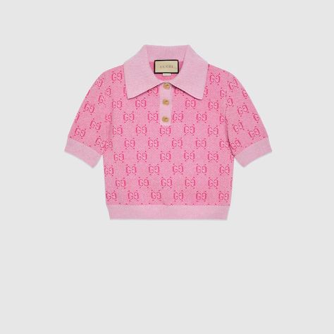 GG wool jacquard polo in pink | GUCCI® 香港 Polo For Women, Limousine Car, Dreamy Gowns, Dior Star, Pink Polo, Knit Structure, Best Friend Outfits, Guccio Gucci, Brand Clothes