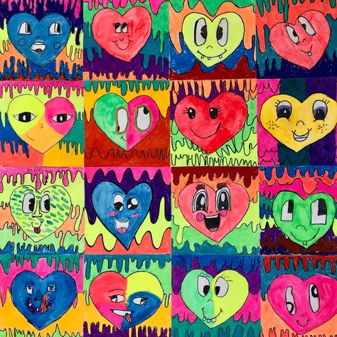 Buddy Art Projects, Valentines Day Art Grade 4, Valentine Art For Kids Elementary, Valentines Art 3rd Grade, Chris Uphues Art Lesson, Valentine’s Day Art Middle School, Valentine’s Day Art, February Art Projects, Valentines Art Lessons