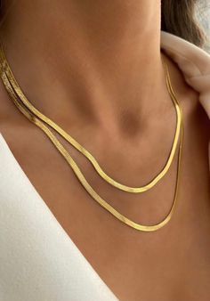 14k yellow gold, great layering item, or perfect by itself, dainty necklaces, gold jewelry, gold necklace, layering necklace, summer jewelry, snake chain necklace Italian Necklace Gold Jewelry, Snake Chain Necklace Gold, Modern Necklace Design, Gold Herringbone Chain, Italian Necklace, Birthday Fit, Classic Pearl Necklace, Italian Chain, Dance Ideas