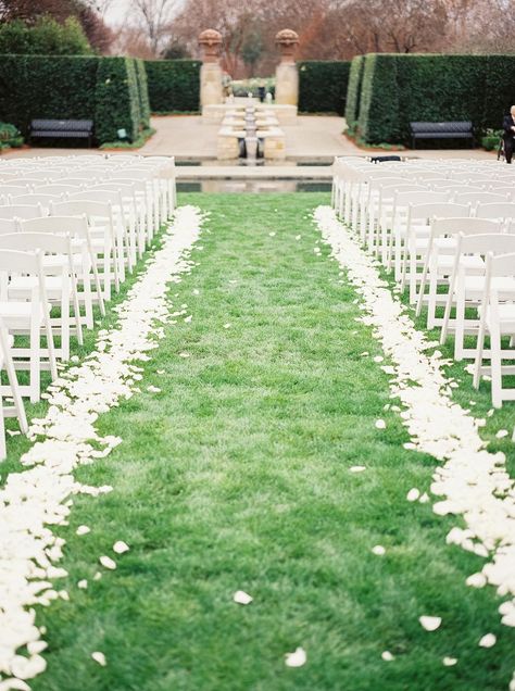 Elegant Dallas Arboretum Botanical Garden Wedding Flower Wedding Aisle, Rose Petal Aisle, Flower Petals Wedding, Wedding Aisle Runner, Wedding Aisle Outdoor, Rose Petals Wedding, Wedding Isles, Silk Rose Petals, Aisle Runner Wedding