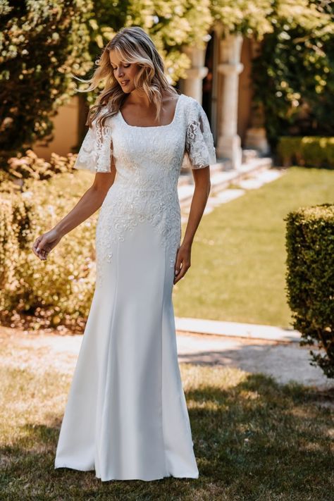 Modest Bridal, Allure Bridals, Sheath Gown, Modest Wedding, Wedding Dress Sizes, Ivory Wedding Dress, Allure Bridal, Modest Wedding Dresses, Designer Gowns