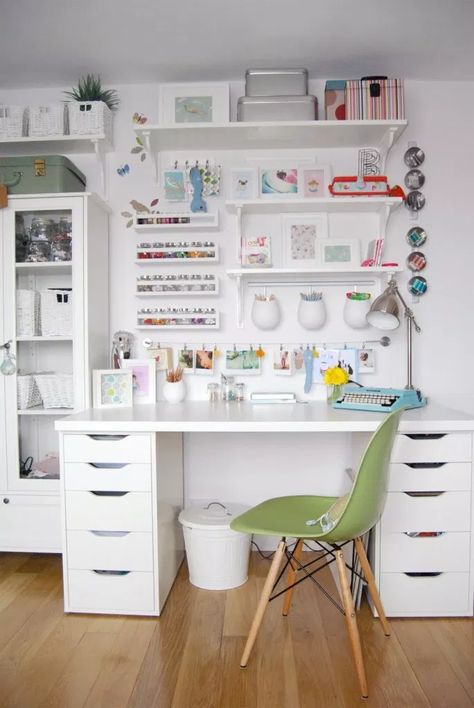 Craft Room Shelves, Craft Room Desk, Ikea Craft Room, Ikea Desk Hack, Ikea Crafts, Ikea Desk, Craft Room Design, Best Ikea, Room Desk