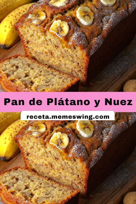 Pan de plátano y nuez, un pan casero suave y delicioso, ideal para un desayuno o merienda saludable. Food Network, Food Network Recipes