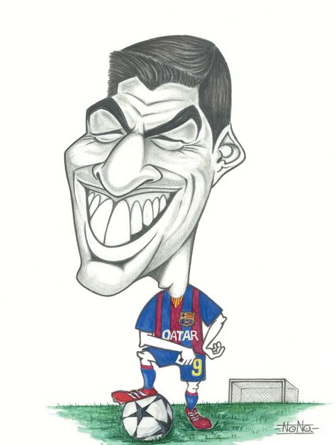 519. Caricature: Louis Suarez Louis Suarez, Carry Catcher, Football Fanart, Soccer Shots, Drawing Figures, رسم كاريكاتير, Caricature Sketch, Cool Halloween Makeup, Funny Caricatures