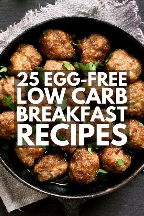 Low Carb Breakfast Recipes WITHOUT eggs | Looking for high protein on the go breakfast ideas that have NO eggs in them? From smoothies and muffins, to low carb pancakes and waffles, to keto granola and breakfast bowls, we’ve got 25 easy ideas to make meal prep for weight loss a breeze!  #keto #ketodiet #ketogenic #ketogenicdiet #ketosis #ketobreakfast #ketobreakfastrecipes #lowcarbrecipes #lowcarbbreakfast #eggless #egglessbreakfast #LCHF #noeggs Breakfast Recipes Without Eggs, Recipes Without Eggs, Breakfast Ideas Without Eggs, Pancakes Low Carb, Eggless Breakfast, Quick Keto Breakfast, Desayuno Keto, Keto Granola, Low Carb Pancakes