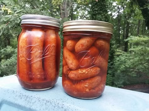 Penrose Pickled Sausage Recipe, Spicy Pickled Sausage Recipe, Penrose Hot Sausage Recipe, Pickled Sausage Recipe, Hot Sausage Recipes, Pickled Meat, Pickled Sausage, Pickled Recipes, Bologna Recipes