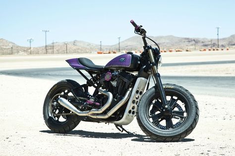 RSD Street Tracker "Pastrana" - via Racing Cafe Harley-davidson Sportster, Roland Sands Design, Roland Sands, Custom Sportster, Ninja 250, Custom Cafe Racer, Scrambler Motorcycle, Street Tracker, Street Bob