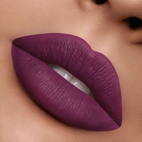 Purple Lipstick Looks, Purple Lipstick Makeup, Dark Lipstick Shades, Mouth Makeup, Violet Lipstick, Nabla Cosmetics, Lips Painting, Lipstick Nails, Lipstick Tutorial