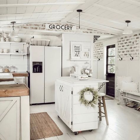 Mobile Home Farmhouse Remodel, Single Wide Kitchen Ideas, Mobile Home Renovations Single Wide, Farmhouse Manufactured Home, Mobile Home Farmhouse, Trailer Remodel Single Wide, Single Wide Trailer Remodel, Small Mobile Homes, Mobile Home Redo