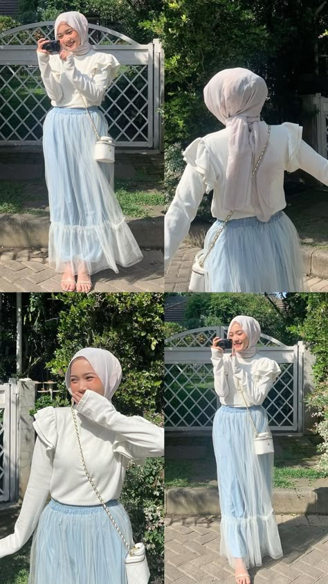 baju link no 164 rok link no 165 tas link no 168 heels link no 169 Ootd Simple Hijab, Tiktok Link, Bestie Outfits, Kebaya Muslim, Simple Hijab, Hijab Trends, Pastel Outfit, Casual Hijab Outfit, Casual Hijab